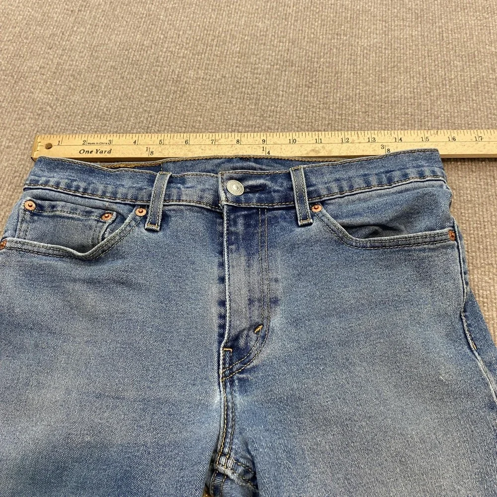 Levis Jeans Mens 31x32 Blue Regular Straight Stretch Distressed Denim Pants